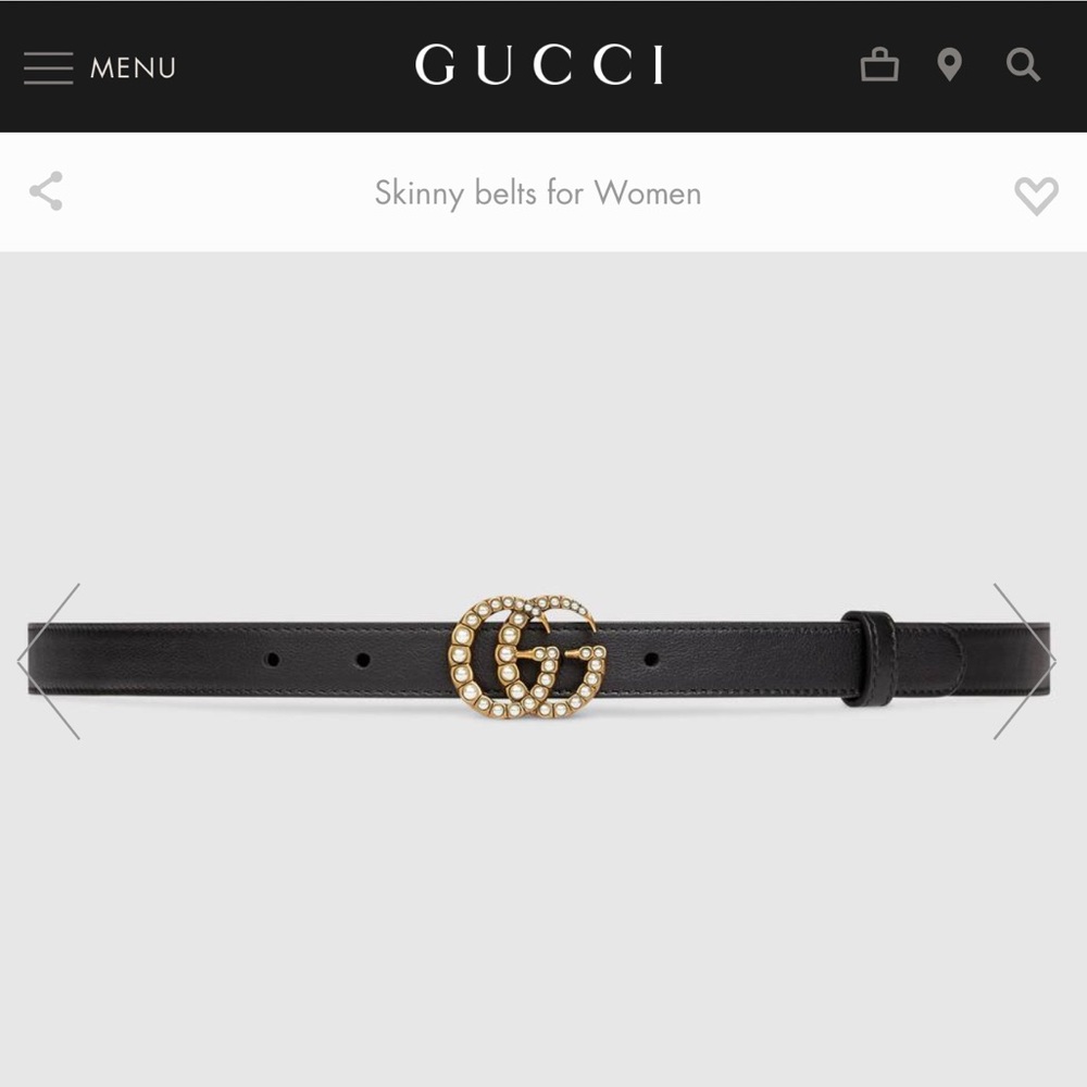 Gucci leather belt with pearl GG